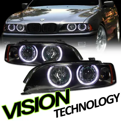 For 97-03 BMW E39 Black Halo Projector Headlight Headlamps Parking Lamp Amber Ks • $223