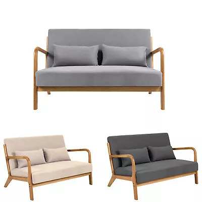 2 Seater Sofa Mid-Century Modern Leisure Accent Sofa Chair With Wood Armrest • $211.70