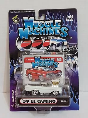 '59 Chevy El Camino White Engine Blower 2002 Muscle Machines NIP Diecast 1:64 • $11.40
