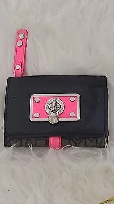 Womens Marc Jacobs Jelly Coated Black Pink Designer Leather Wallet Lock Studded • $25