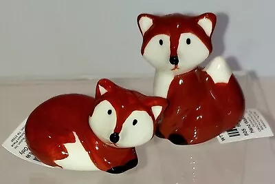 NEW  MINI WOODLAND Fox Cracker Barrel SALT AND PEPPER SHAKER SET • $4.97