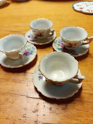 Miniature Tea Cups And Saucers Japan Floral • $19.99