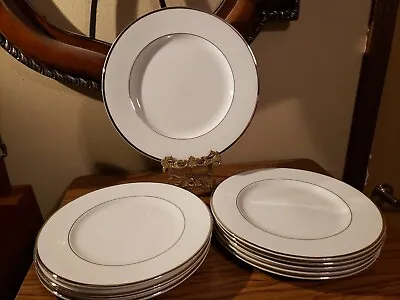 Mikasa Cameo Platinum HK301 Dinner Plates 10¾  Lot Of 9 + 12  Chop Plate • $29.99