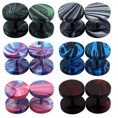 4pc Colorful Surgical Steel Fake Ear Plug Stud Tunnel Stretcher Piercing Earring • £4.29