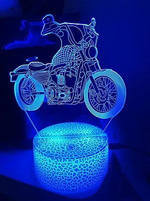 Personalised MOTORBIKE Night Light Birthday Gift Colour Change Remote Desk Lamp • $39.99