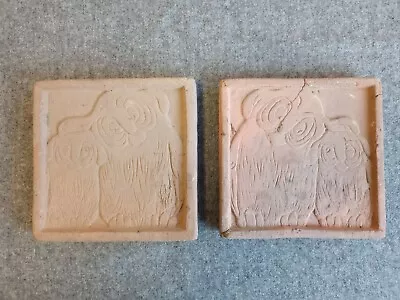 Period Original Arts & Crafts Owl Art Tile Pair Old California Mission Style 5 ! • $25