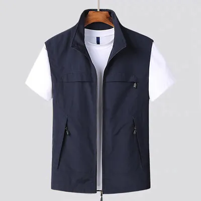 Men Waistcoat Gilet Vest Jacket Top Coat Sleeveless Fishing Outdoor Sport Casual • $28.09