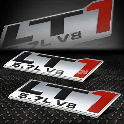 $10.23 • Buy For 5.7 Chevy/gm Lt1 Lt V8 2x Metal Bumper Trunk Grill Emblem Decal Logo Chrome
