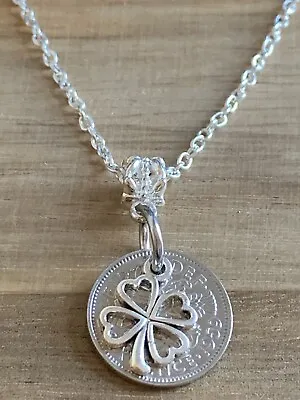 65th Birthday Polished 1959 Lucky Sixpence & Four Leaf Clover Necklace For Her • £9.99
