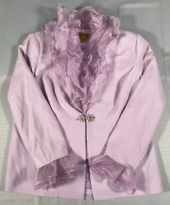 Midnight Velvet Jacket Womens 16W Purple Ruffle Lavender Rhinestone Formal  New • $77.77