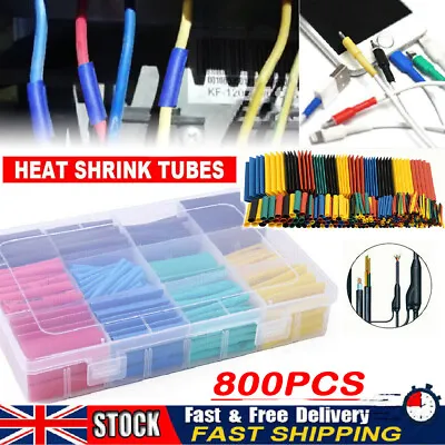 800Pc Heat Shrink Tubing Tube Sleeve Car Electrical Assorted Cable Wire Wrap Kit • £3.49
