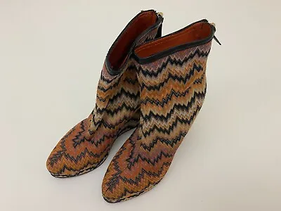 Used Missoni ITALY Knit & Leather Booties Heels Size EU 36 US 5 1/2 As-is • $24.99