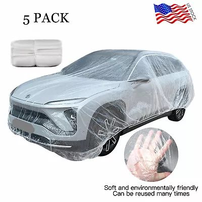 5 PACK Universal Clear Plastic Disposable Car SUV Cover Temporary Rain Dust US • $32.88