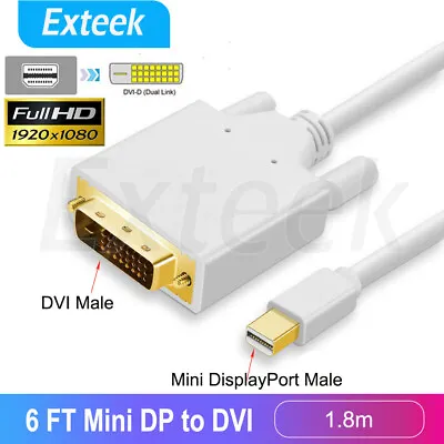 $11.23 • Buy 6FT Mini Display Port DP Male To DVI Male Adapter Cable Cord For MacBook Pro Air