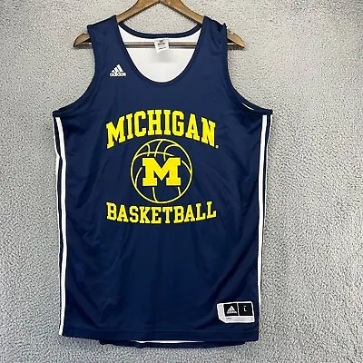 Adidas Michigan Basketball Jersey Mens Large Blue Reversible Practice Team A2 • $11.97