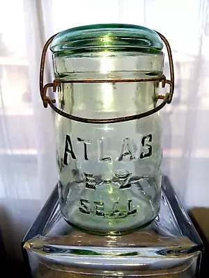 Vintage ATLAS E-Z SEAL Pint Green Fruit Jar • $19.99