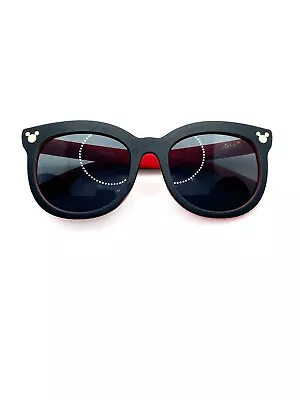 Women’s Disney Arkaid Mickey Mouse Matte Black And Red Round Sunglasses • $29.99
