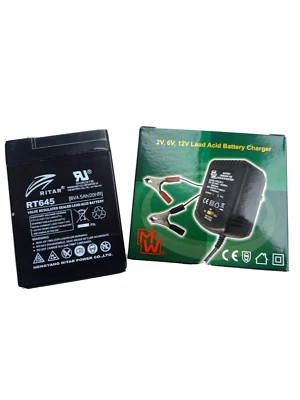 £23.30 • Buy Toy Car Battery & Charger Combo 6V 4.5AH 6V4.0 & 6 Volt Mains Charger