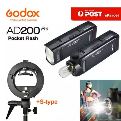 GODOX AD200pro 2.4G TTL 1/8000 HSS Speedlite Flash+ S-type Bracket Bowens KIT • $465.80