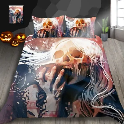 £32.39 • Buy Fashion Design 3D Skeleton Girl Print Boy And Girl Comforter Cover Set