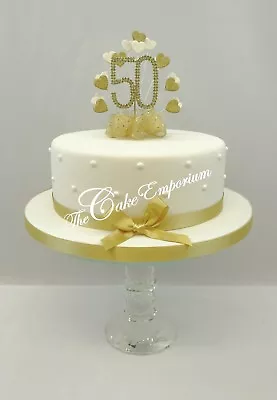 50th GOLDEN WEDDING ANNIVERSARY CAKE TOPPER HEARTS 25th 30th 40th 60th 65th  • £13.99