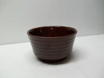 Vintage Brush Pottery Ringed Brown Glaze Mixing Bowl • £12.35