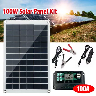 £17.99 • Buy 100W Solar Panel 12 Volt Trickle Battery Charger Kit For Car Van Caravan Boat