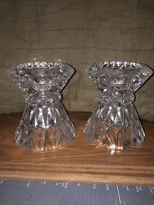 Mikasa Carlton Pillar Lead Crystal Candle Holders Pair 2  • $35