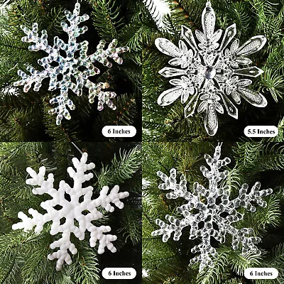 Christmas Fancy Snowflake Ornament Decorations Acrylic Tree Hanging Decor (Pair) • $8.99