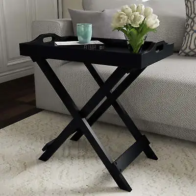 Folding End Table With Removable TV Tray Black • $39.39