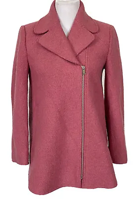 $31.94 • Buy Zara Trafaluc Womens Boiled Wool Blend Side Zip Coat Jacket Pink Size S