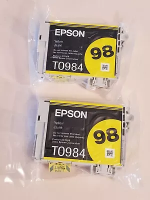 GENUINE EPSON 98 T0984 Yellow Ink LOT Of TWO. Cartridge For Artisan 700 710 725  • $7.77