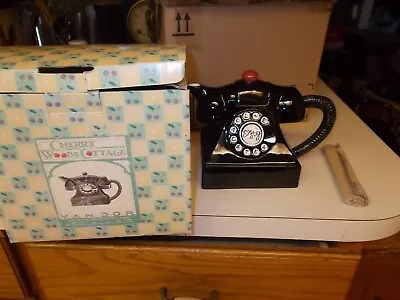 Vintage Vandor Cherry Woods Cottage 1995 Telephone Teapot Call Me 4 Tea NIB • $74.99