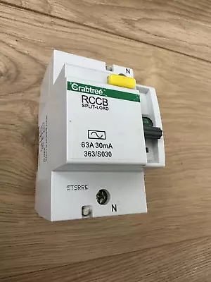 CRABTREE STARBREAKER 363/S030 63A 30mA SPLIT LOAD RCCB RCD/ • £28.95