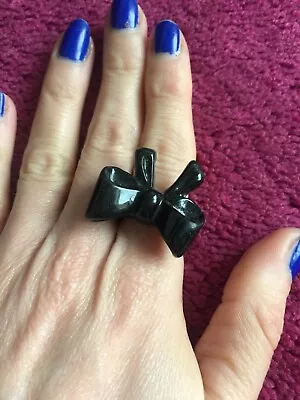 £5.50 • Buy ASOS Plastic Black Bow Ring Size M 1/2