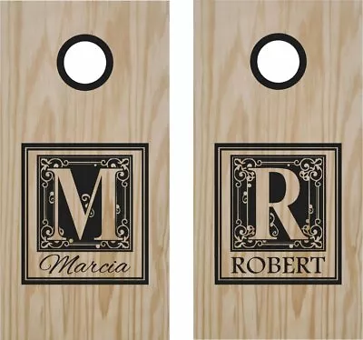 Wedding Monogram Family Name Cornhole Board Decals Stickers Bean Bag Toss • $35