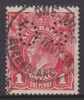$8.70 • Buy KGV Heads Single Wmk Perf OS 1d Red Die 1 Used *ONE MILE QLD POSTMARK* SG O39 (F