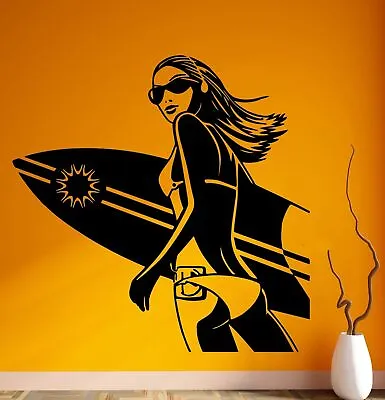 £4.95 • Buy Wall Car Stickers Vinyl Decal Sexy Girl Surf Board Extreme Sports Beach V952