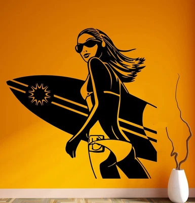 £4.95 • Buy Wall Car Stickers Vinyl Decal Sexy Girl Surf Board Extreme Sports Beach V952