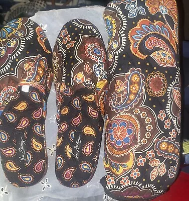 Vera Bradley Slippers W Zippered Pouch Sz 7-8 L KENSINGTON Retired 2007 • $23.99