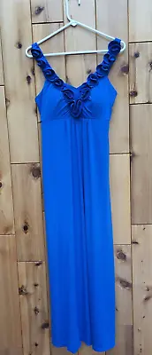 SPRING SALE-Royal Blue Maxi Dress Signature By Sangria With/Built In Bra Size 10 • $21.95