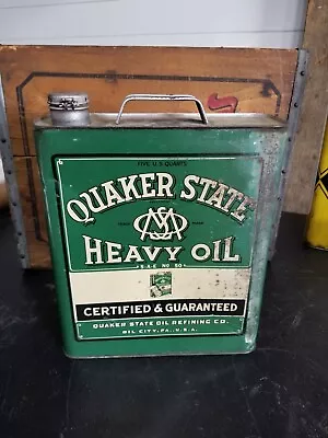 Vintage Quaker State 5 Quart Flat Motor Oil Can Inv#424 • $335