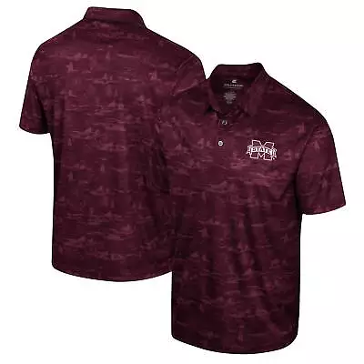 Men's Colosseum Maroon Mississippi State Bulldogs Daly Print Polo • $49.99