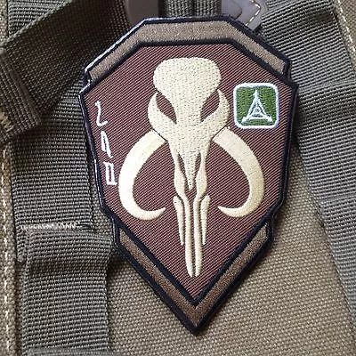 STAR WARS BOBA  HUNTER EMBROIDERED TACTICAL AIRSOFT Hook&Loop PATCH TAN • $6.99