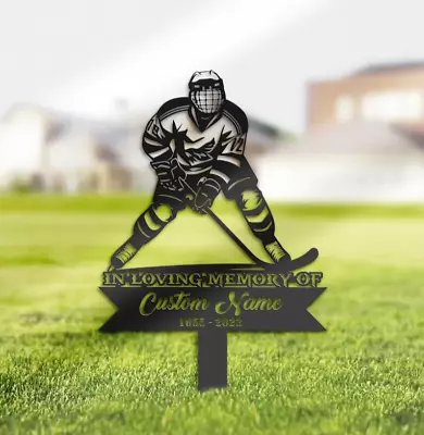 Personalized Memorial Stake Hockey Player Grave Marker Hockey Player Sympathy • $43.19