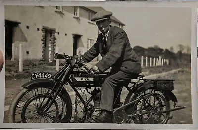 Real Photo Man Riding On Early Model BSA Motorcycle Cycle Postcard RP RPPC L126 • $24.99