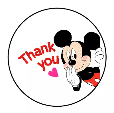 30 Thank You Mickey Mouse Envelope Seals Labels Stickers 1.5  Round Custom Made • $2.64