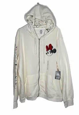 Disney Womens Plus Size 2X Minnie Mouse Full Zip Up Hoodie Ivory New NWT • $64.99