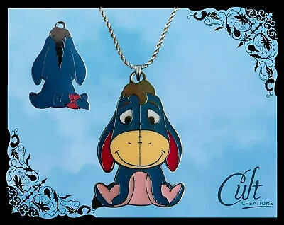 Disney Winnie The Pooh Sterling Silver / Faux Leather Necklace With Eeyore Charm • £10.95