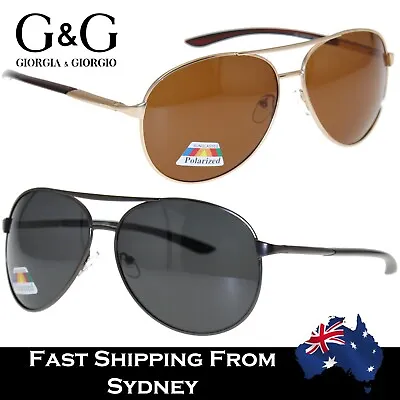 G&G Men Women Aviator Polarized Sunglasses Metal Frame Black Brown -02955P • $29.99